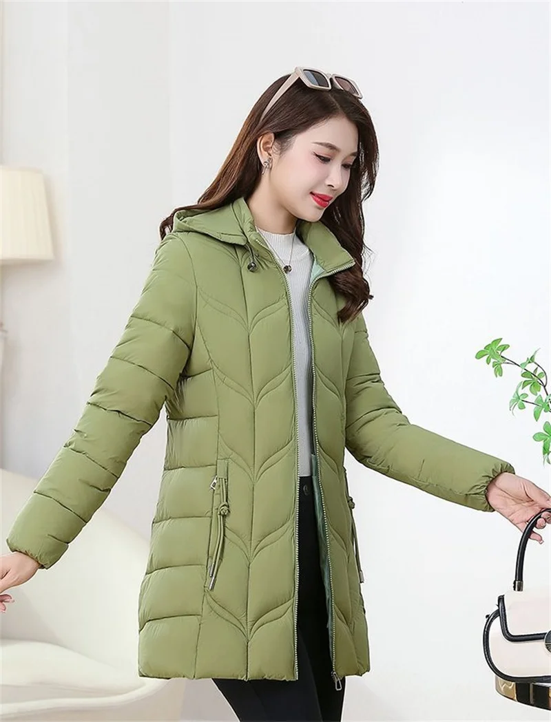 Autumn Winter Warm Thin Jacket Long-sleeved Jacket Parkas Hooded Middle age Women Cotton-padded Tops Mother Female Overcoat