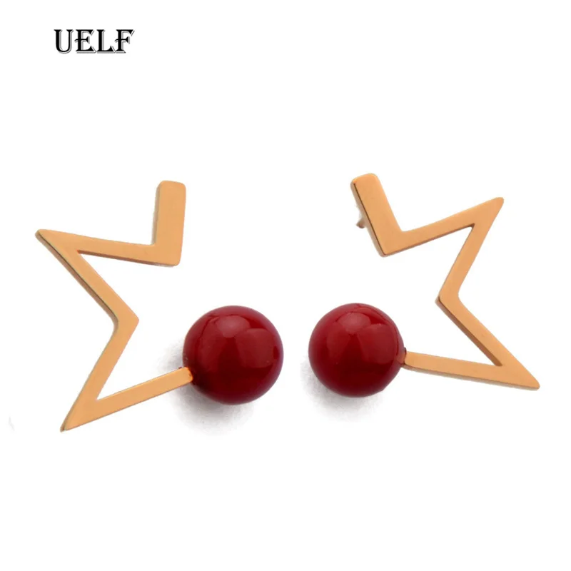 

Uelf Геометрия Звезда Треугольник маленькие серьги с красным камнем золотой цвет простые серьги для женщин мужчин ювелирные изделия
