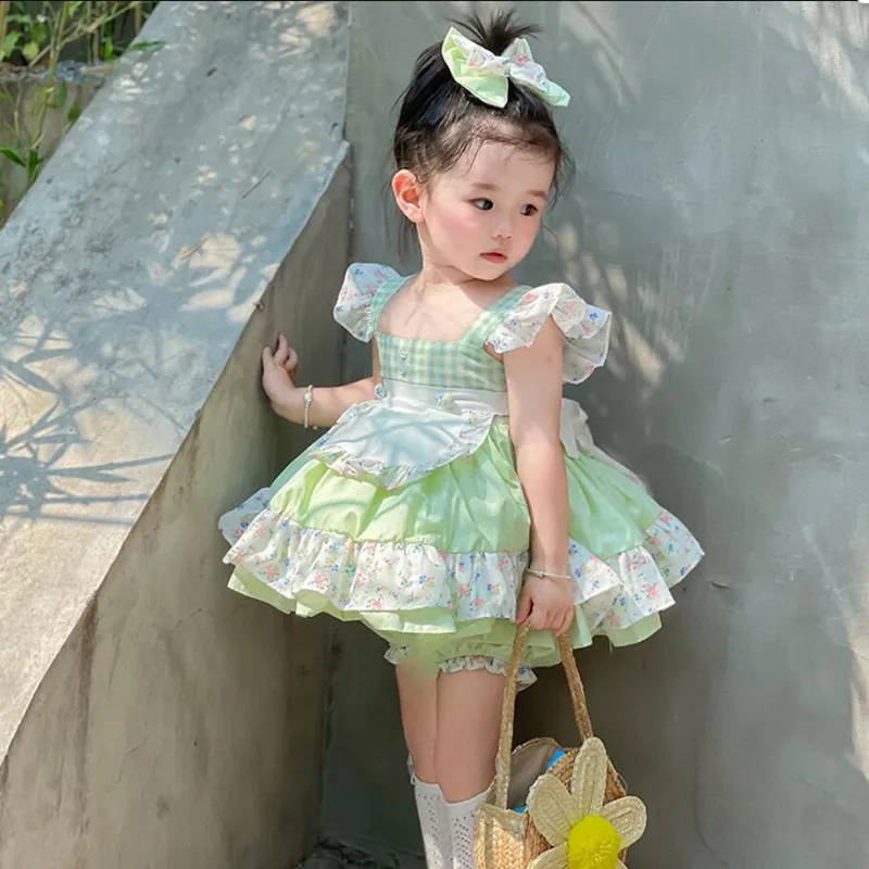 

Baby Girls Summer Lolita Princess Dress Children Floral Printed Stitching Suspender Dresses Kids Birthday Party Ball Gown y432