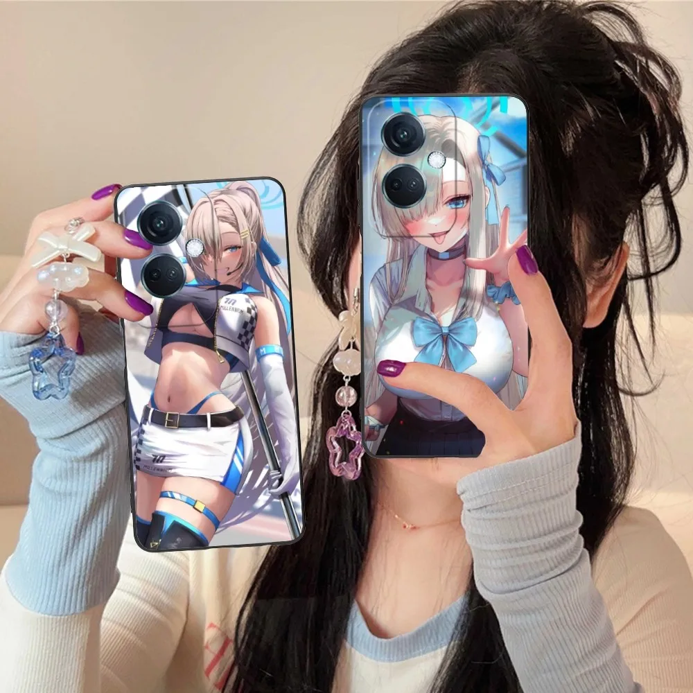 Blue Archive Asuna Mobile Phone Case For Oppo Find X5 X3 X2 A93 Reno 8 7 Pro A74 A72 A53 Black Soft Phone Cover Funda