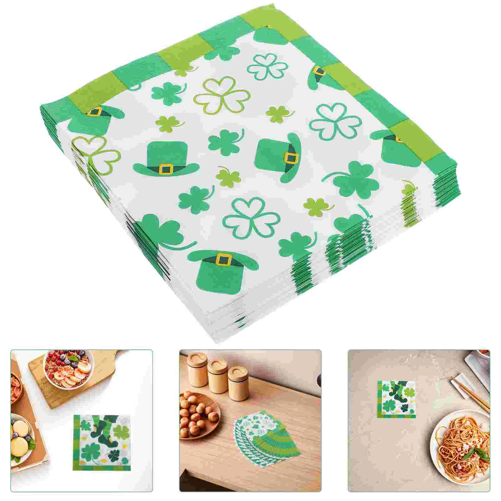 20 Pcs Napkin Irish Holiday Party Supplies Dining Table St Patricks Paper Napkins Lucky Shamrock Vacation Dinner