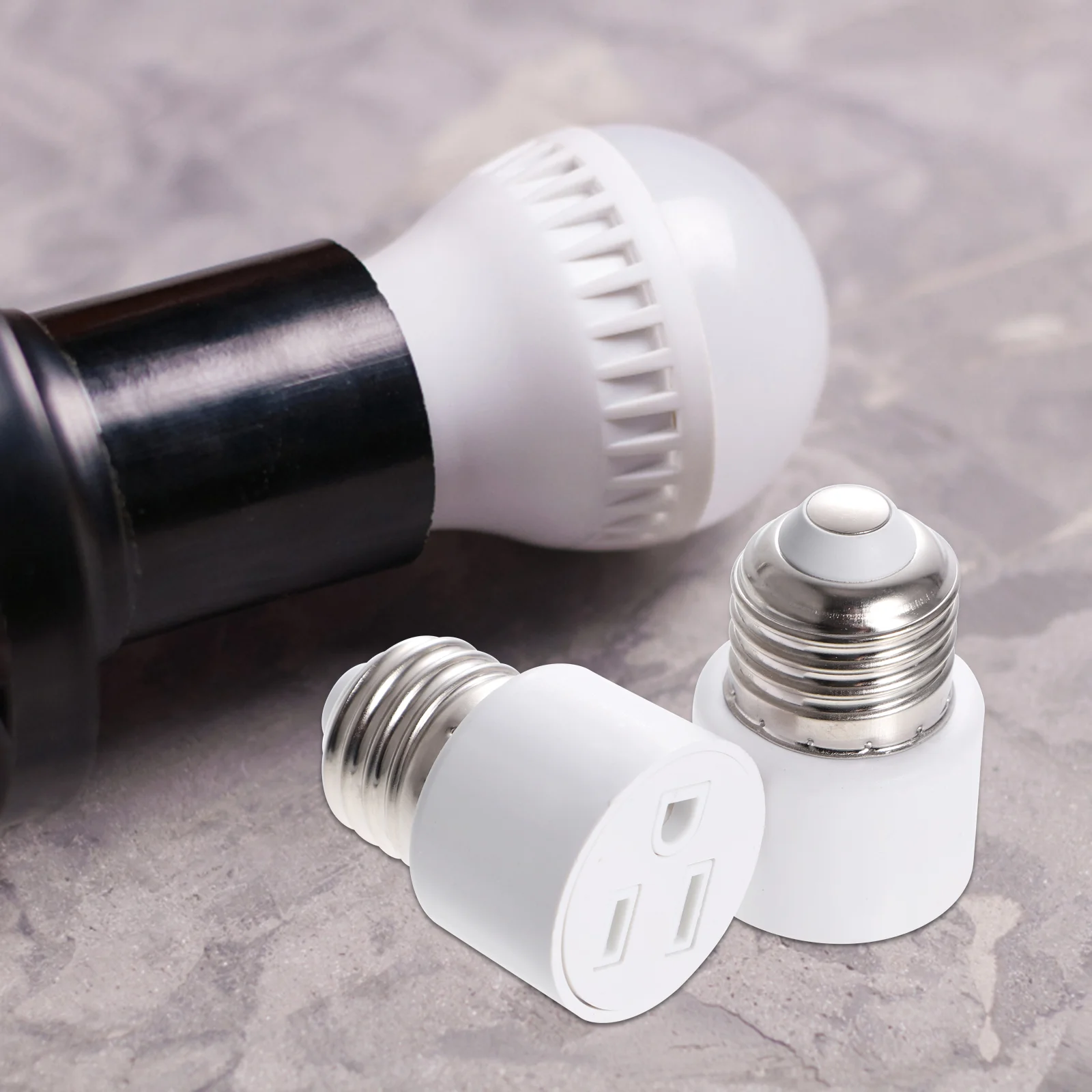 2 Pcs E27 Adapter Outlet Plug Splitter Light Bulb Socket Converter Abs Copper Lamp Bases Lighting Accessories Portable Screw