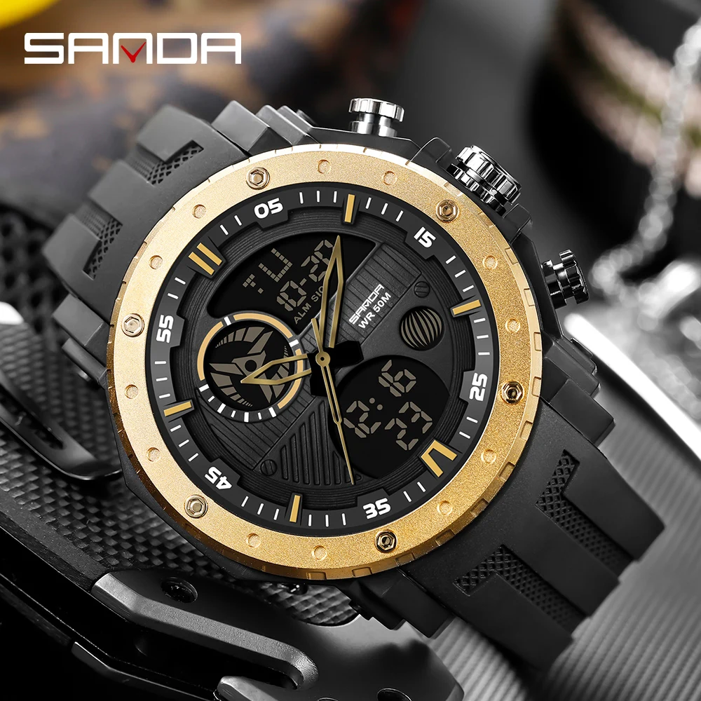 SANDA 2023 Top Brand Men's Watches Sport Military Quartz Watch 50M