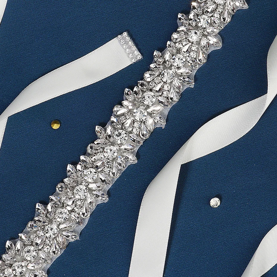 Cintura Con Strass Di Cristallo Per Abito Da Sposa – Decorazione Luxory, 25,5 Cm X 6,5 Cm, Colore Argento