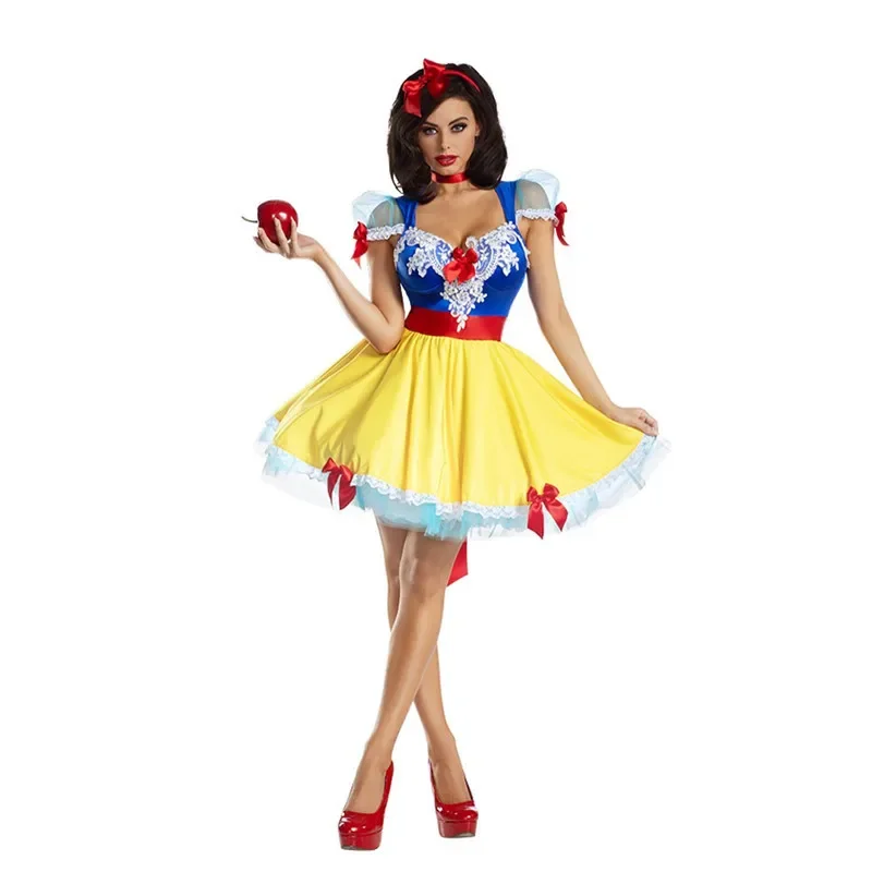 

Sexy Adult Anime Snow White Princess Dress Party Costume Fantasia Fairy Tale Women Dress Queen Halloween Costumes Fancy Dress