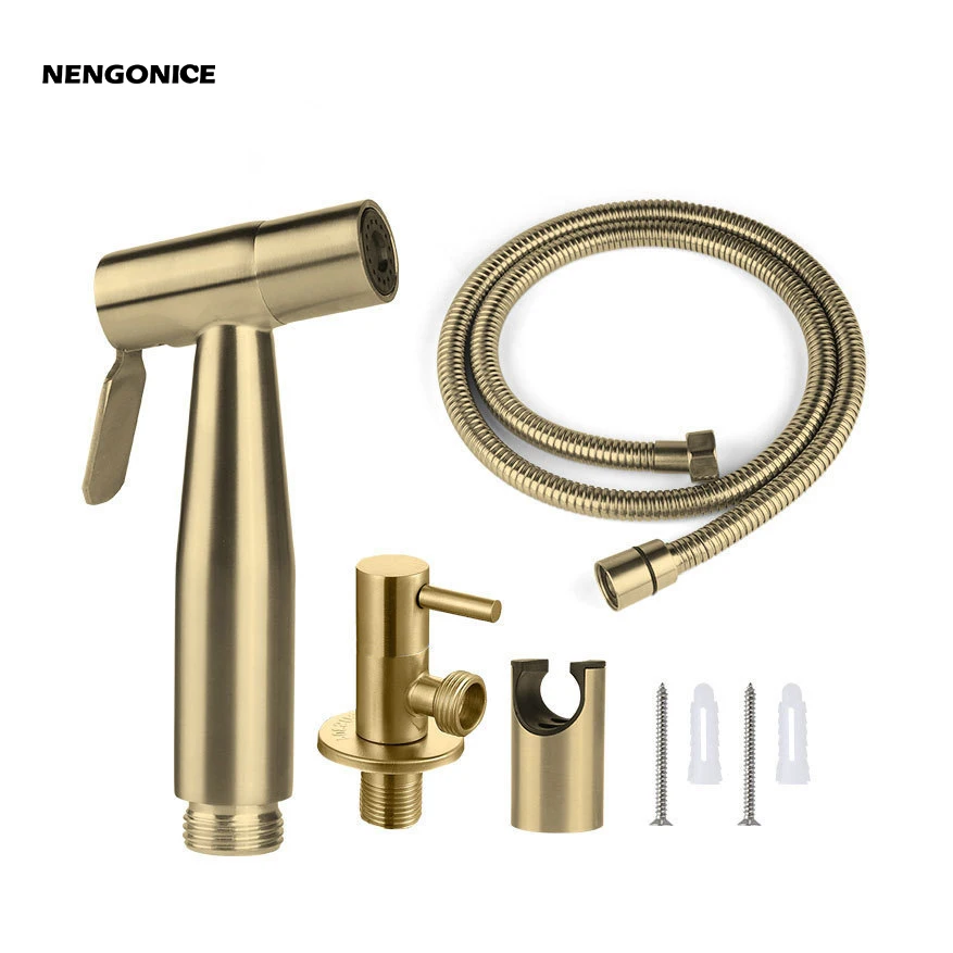 

bidet watering can Brushed Hand Faucet for Bathroom Hand Sprayer Shower Toilet Sprayer Head Self Cleaning Bathroom Fixture