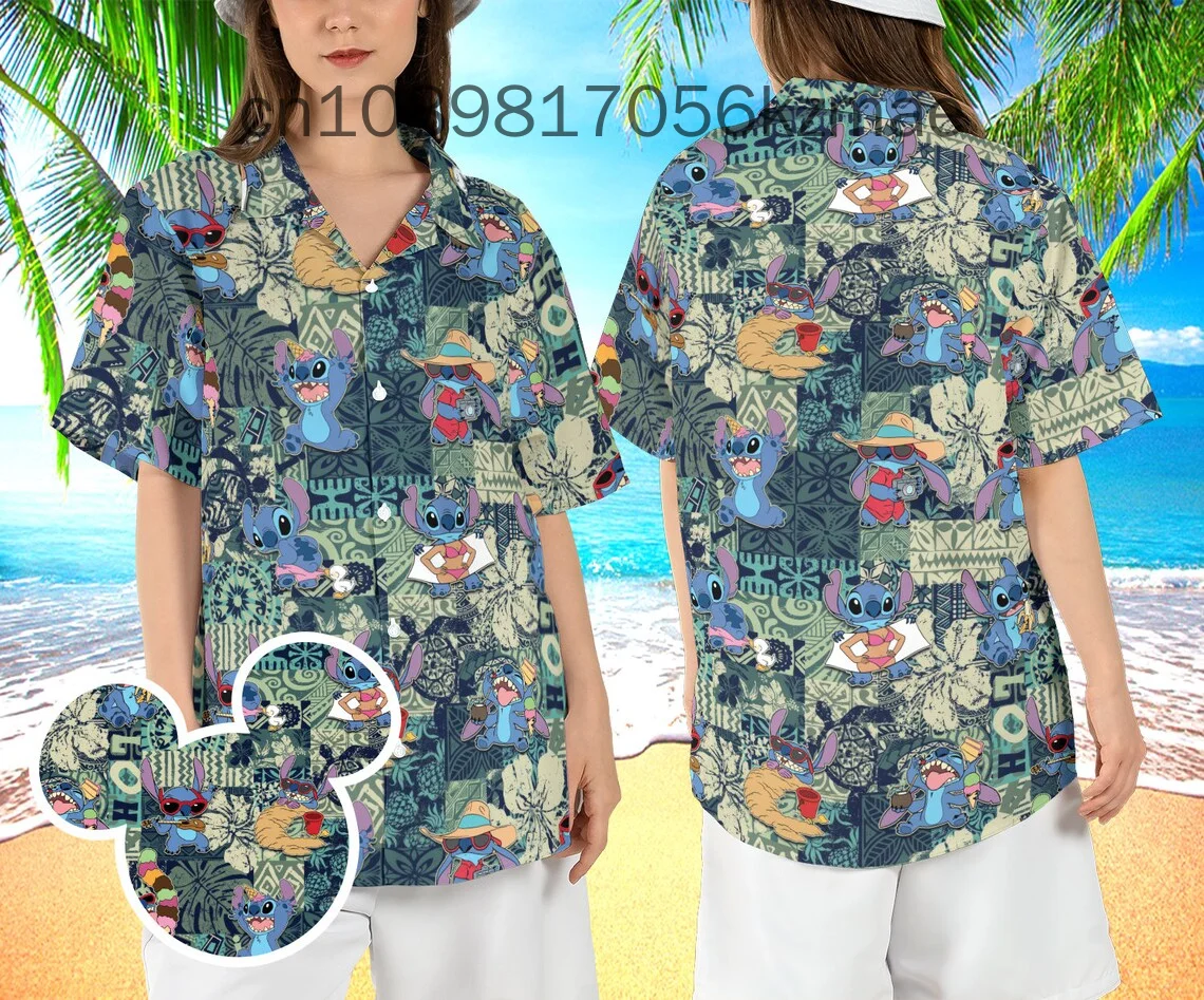 New Lilo and Stitch Hawaiian Shirts Summer Fashion Short Sleeve Shirts Men Women Casual Beach Shirts Disney Hawaiian Shirts 5