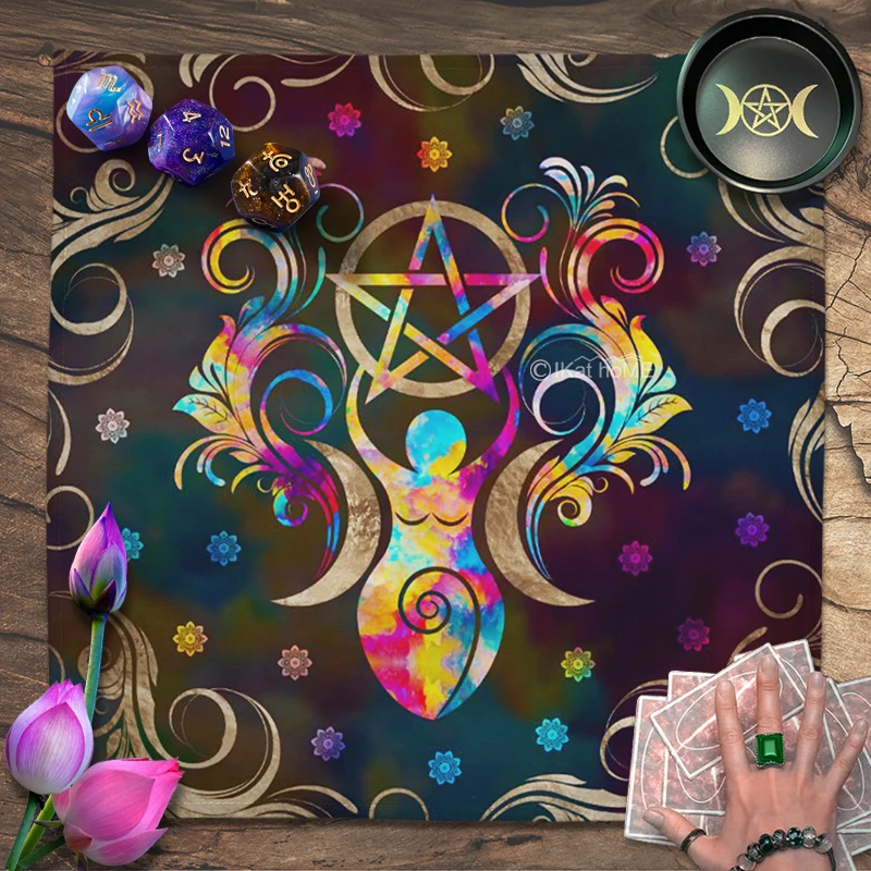 Triple Moon Goddess Wall Decor Arazzo Appeso Pentacolo Tarocchi Tovaglia Altare Panno Gioco Da Tavolo Carta Astrologia Pad Di Lettura Nuovo