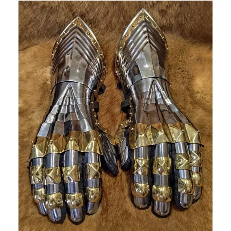 Guanteletes Medievales De Cuero Artificial – Brazales Vikingos Ajustables Talla Única – Disfraz De Cosplay, Halloween Y Recreaciones Históricas – 1 Par