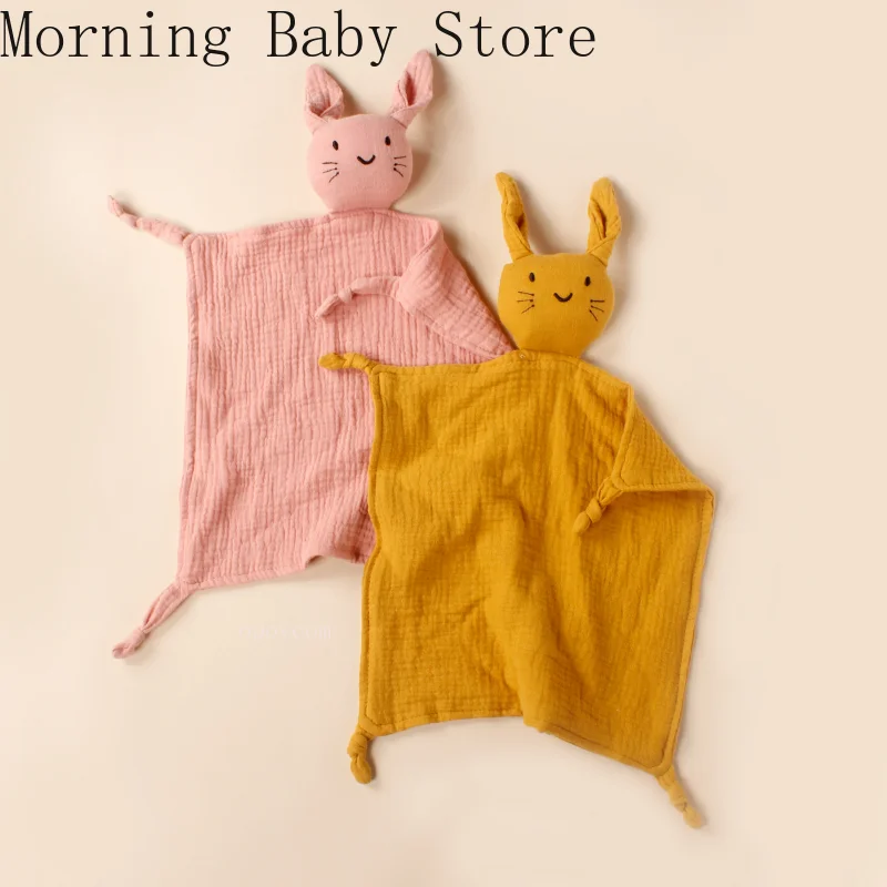 Double-layer Newborn Baby Cotton Cat Comforter Towel Set Baby Sleeping Doll Saliva Towels Beech Rabbit Bite Ring Teether