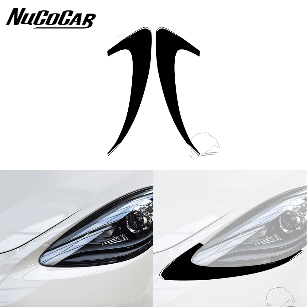 

Для Porsche Boxster Cayman 718 982 2016-2022 Фортепиано черная передняя фара для бровей оформления заднего вида автомобиля