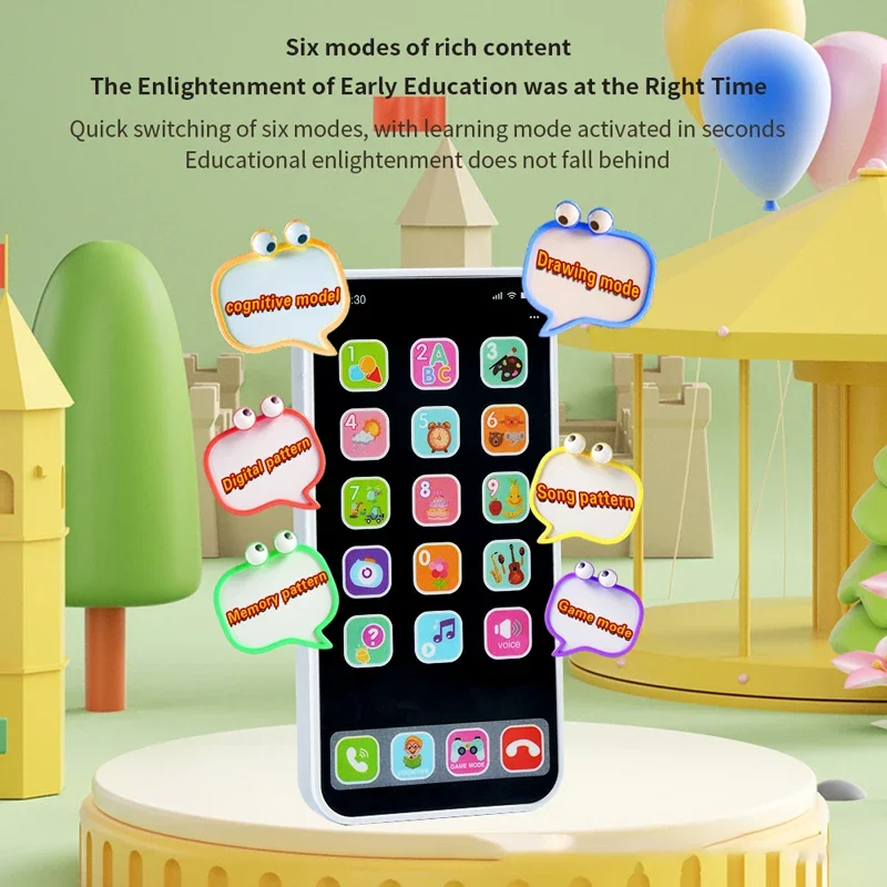 Children's Simulation Educational Toys Mobile Phone Smart Touch Screen Music Phone Baby English Early Education Toys Voice Toys 3