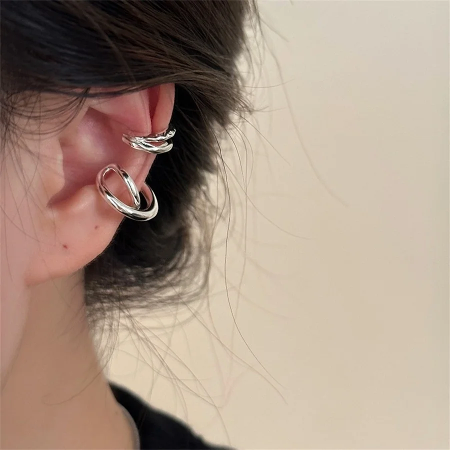 925 Silver Plated Ear Clip Earrings 1Pcs For Women Ear Accessories