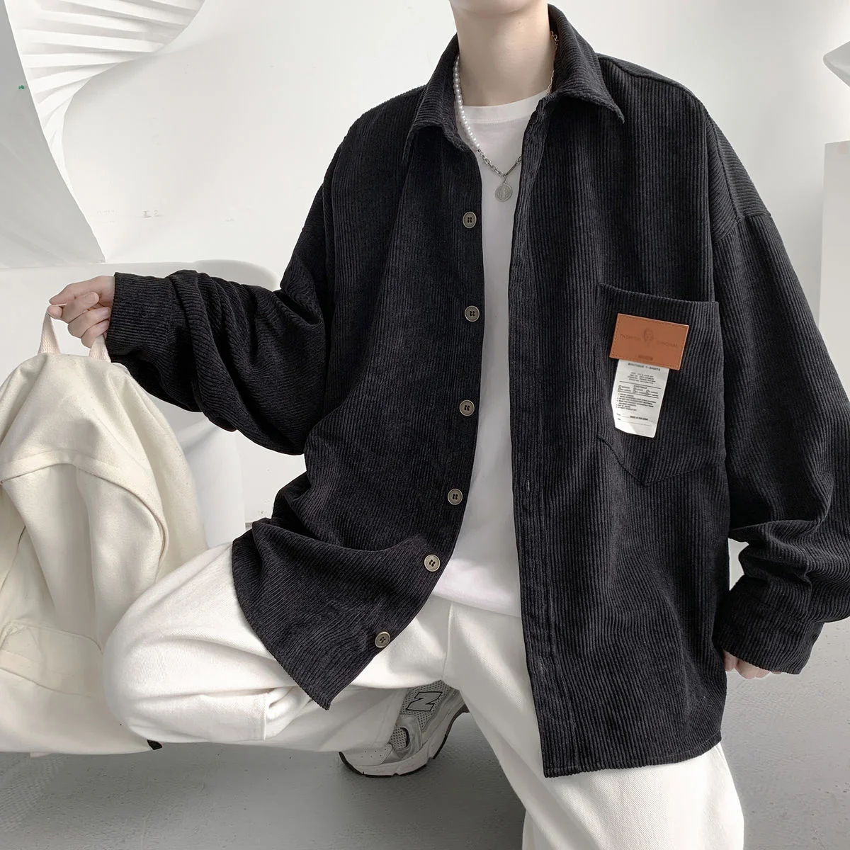 Мужская Вельветовая рубашка Privathinker повседневная винтажная с длинным рукавом