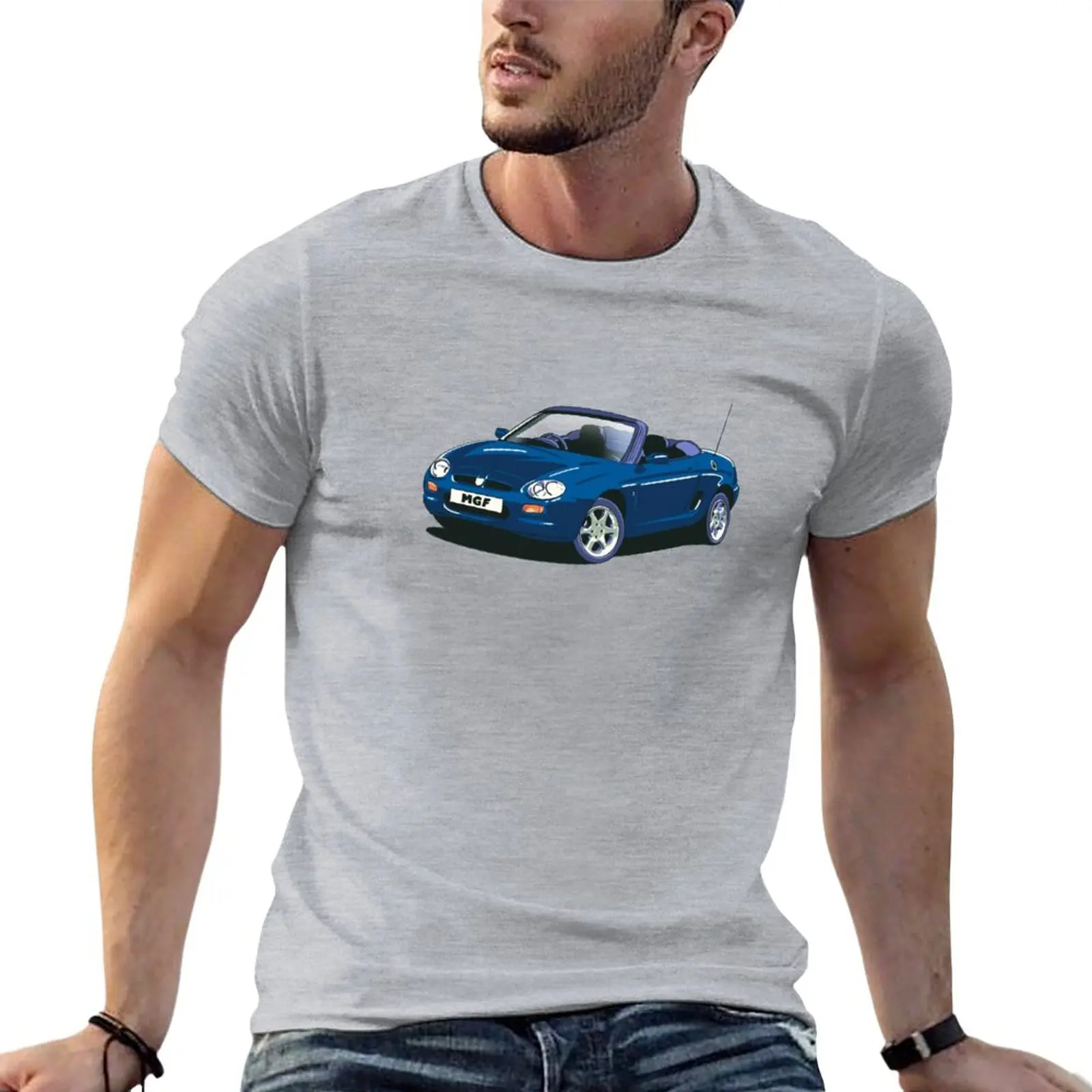 New Mg Rover Mgf Car In Tahiti Blue T-Shirt Magliette Oversize Camicetta Abbigliamento Vintage Abbigliamento Uomo