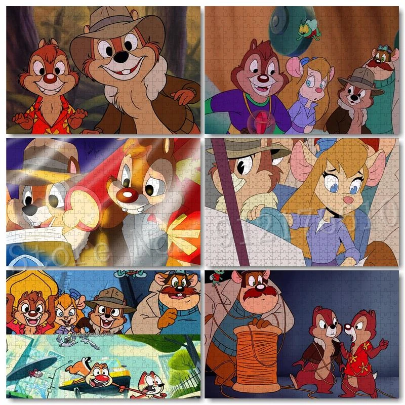 300/500/1000 Pics Chip An' Dale Jigsaw Puzzles For Adults Private Pluto Walt Disney Movies Cartoon Puzzles Educational Game Toys