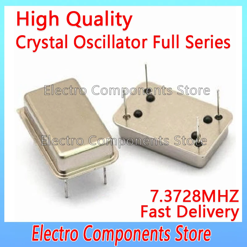 2PCS/Lot 7.3728MHz Crystal Oscillator Throught Hole Active Crystal 7.3728M OSC DIP-4 Rectangular Clock Vibration Full Size 4Pin