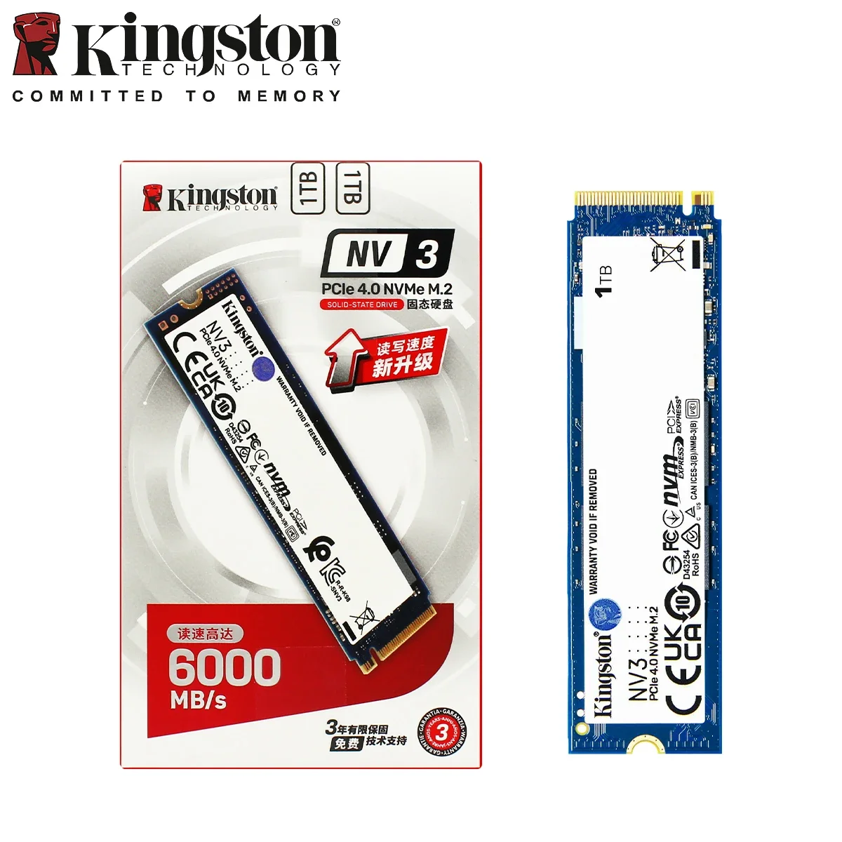 内蔵型SSD Kingston NV3 SSD 6000MB/s & XS1000 1TB Kingston 1000GB NV3 M.2 2280 NVMe SSD Up to 6000 MB/s