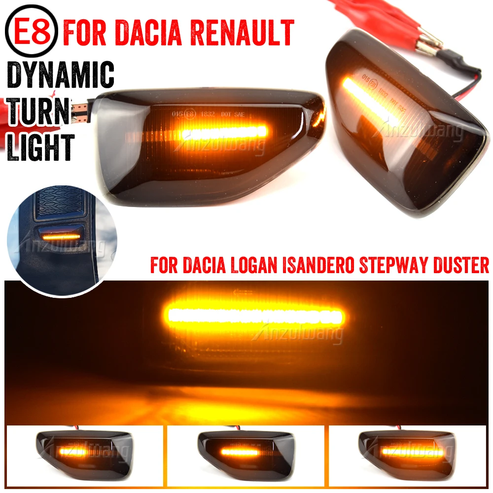 2x Led Dynamic Side Marker Turn Signal Light For Dacia Logan 2 Sandero