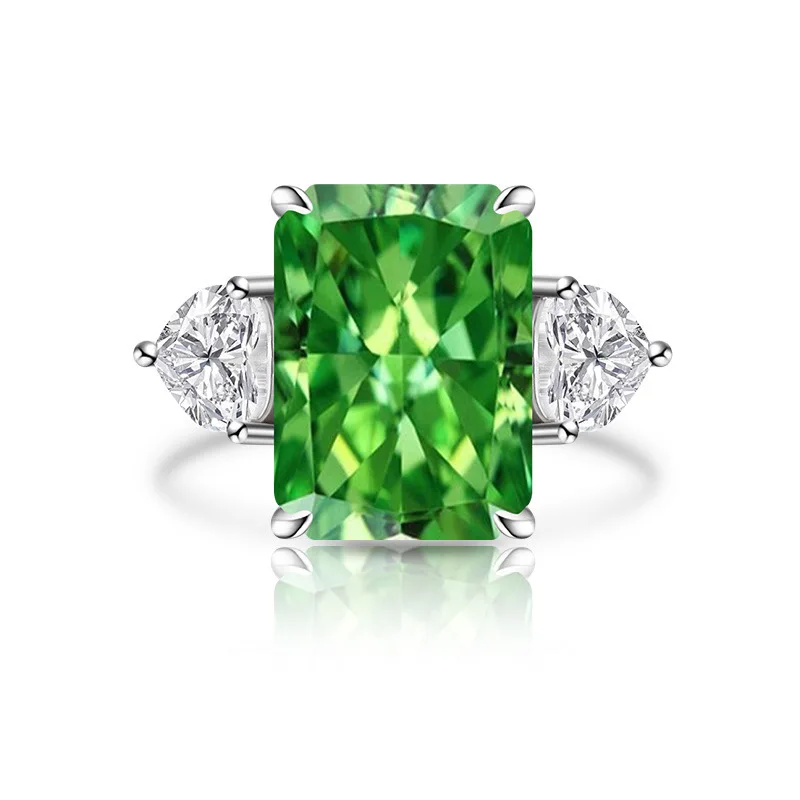 925 Sterling Silber Glänzender Farbiger Eisblumen-Schliff Zirkon Großer Karat-Ring für Damen Wunderschöne Eleganz Mode – Detail 17
