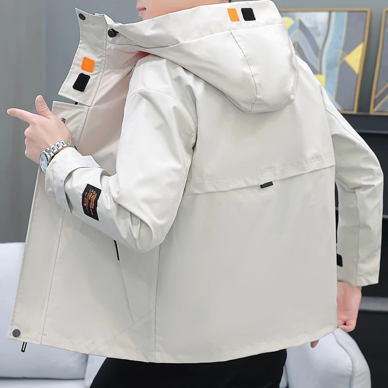 Men's Casual Embroidered Jacket Spring Autumn New Style Simple American Workwear Cool Windbreaker Coat Loose Fit Zipper Decor... - 4