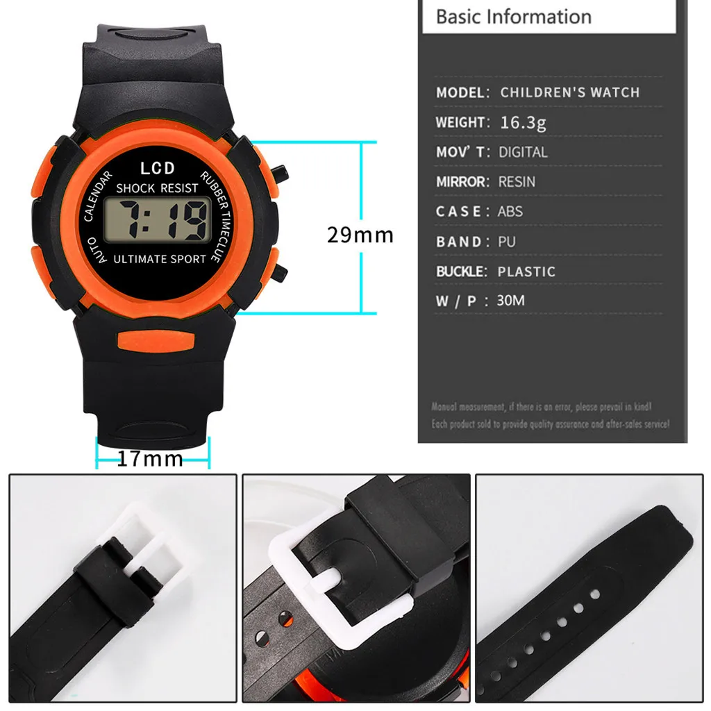 Children Girls Analog Digital Sport LED Electronic Waterproof Wrist Watch 6