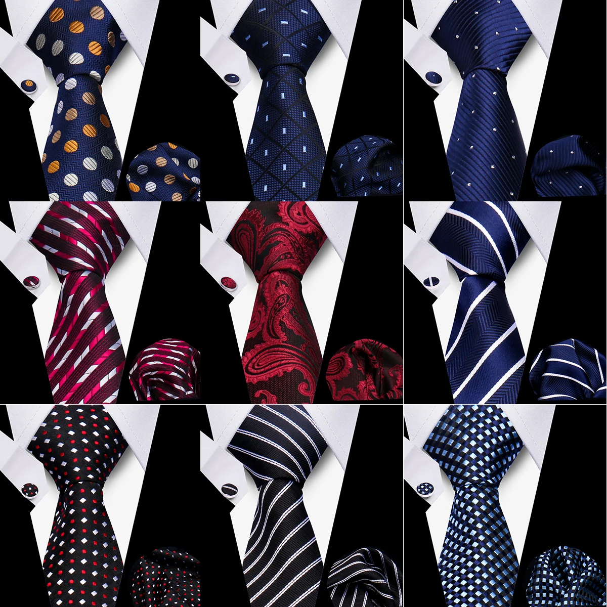 Tie Set Elegant Ties For Men Gift Fashion Men Striped Luxury Necktie Handchief Cufflinks 3 Pcs Business Wedding Suit Accessories