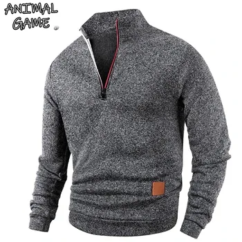 Animal Game Men's Half Zipper Sweatshirts Cycling Pullover Turtleneck Streetwear Warm Jacket Sport Coats Climbing Outerwear