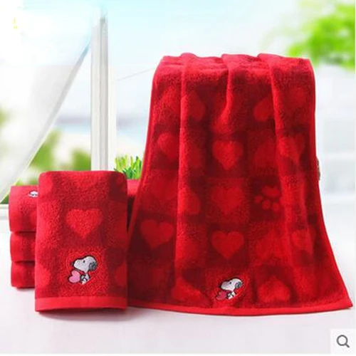74x34cm 스누피 코튼 타올 만화 자수 두꺼운 욕실 타월, 성인 어린이 부드러운 친화성 흡수성 페이스 타올 2