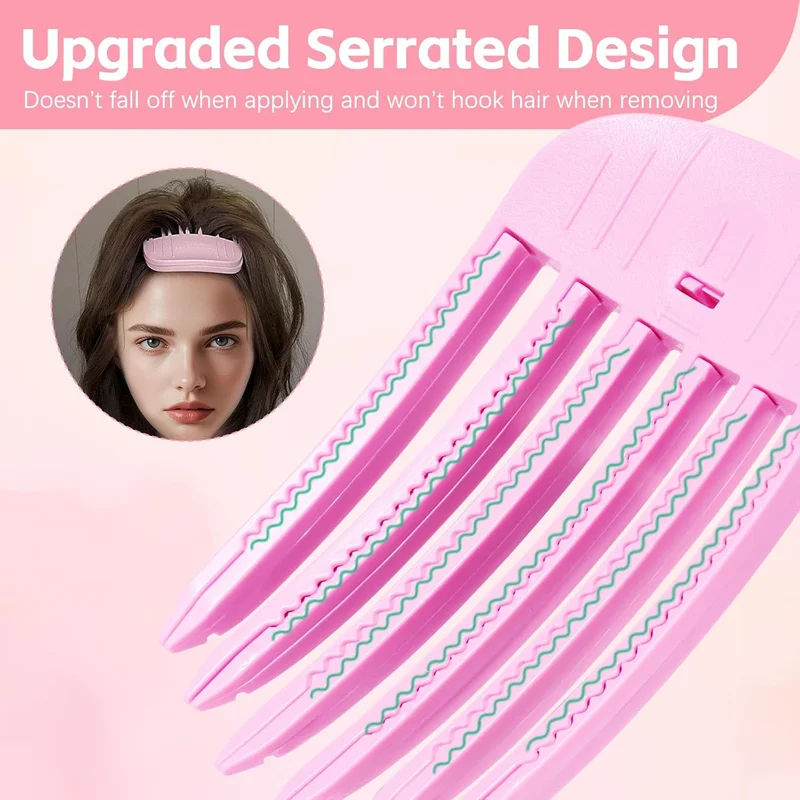 2 Stück Volumen-Clips Für Pony & Kronen-Volumen – Mit 3 & 6 Zähnen, Aus Kunststoff, Rosa