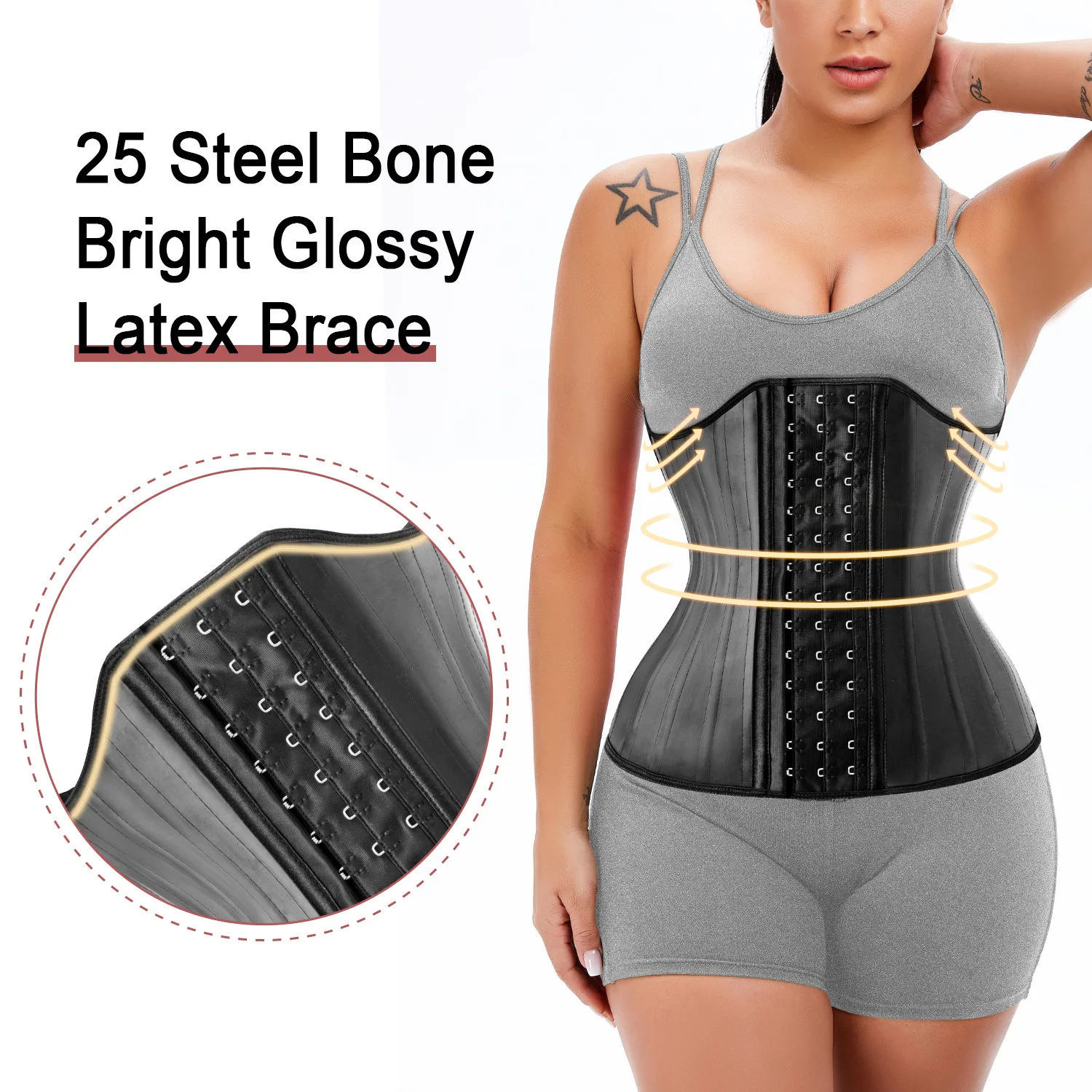 

25 Bone Breasted Bright Glossy Latex Brace Rubber Corset Smooth Dough Belt Waist Girdle Chest Waist Trainer Body Shapewear