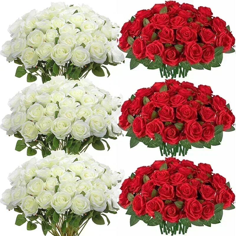 50pcs Realistic Silk Rose Bouquet 5