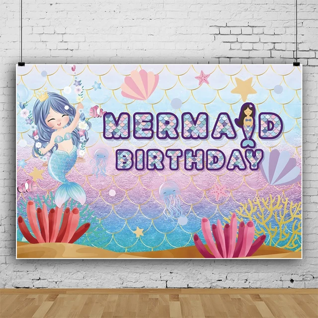 Mermaid Party Cartoon Little Mermaid Girl Background Cloth Photo Booth  Props Kids Girls Happy Under The Sea Birthday Party Decor - Party & Holiday  Diy Decorations - AliExpress