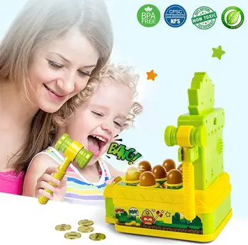 VATOS Mini Coin Operated Arcade Game Bank with 2 Hammers, Interactive Electronic Developmental Toy for Kids Ages 3-6 4
