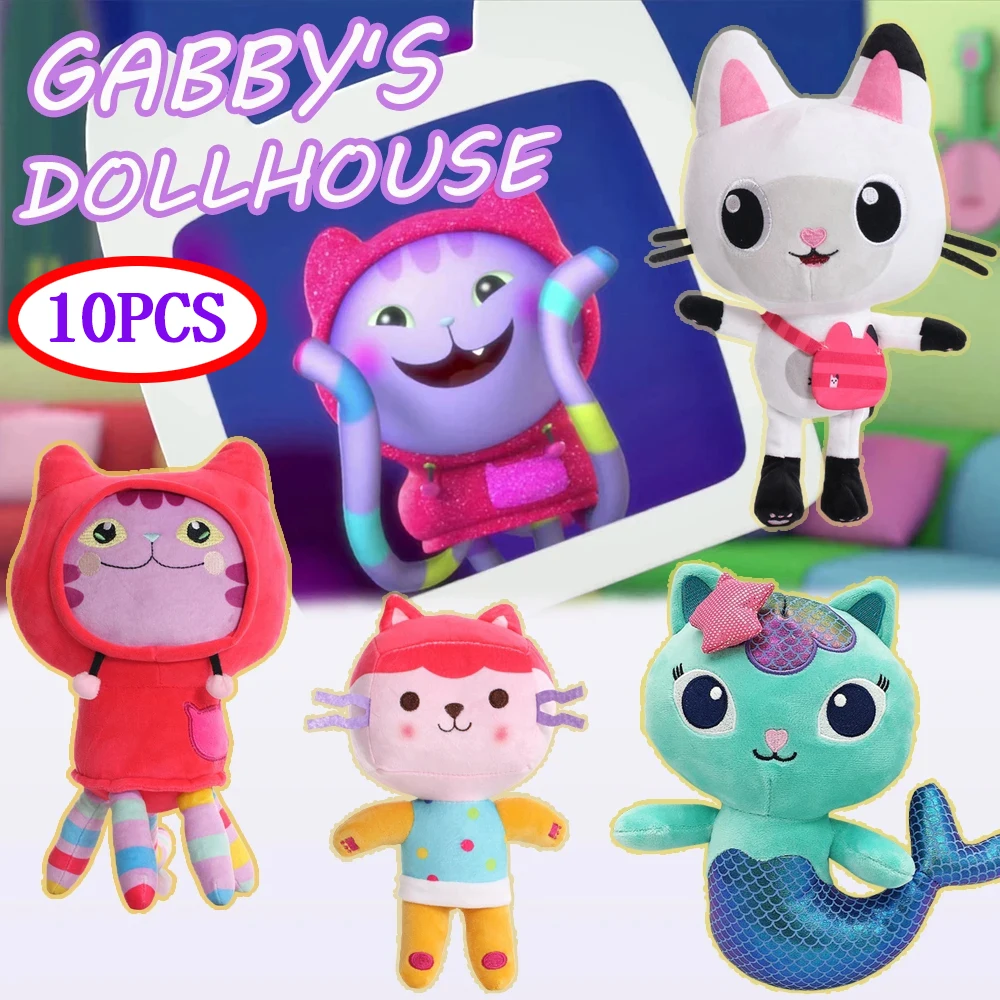 Set Di Peluche Gabbys Dollhouse 10Pcs Cat Cakey Gabby E The Magic House Toy Mermaid Cat Gabby Soft Gabi Doll House Toys For Kid