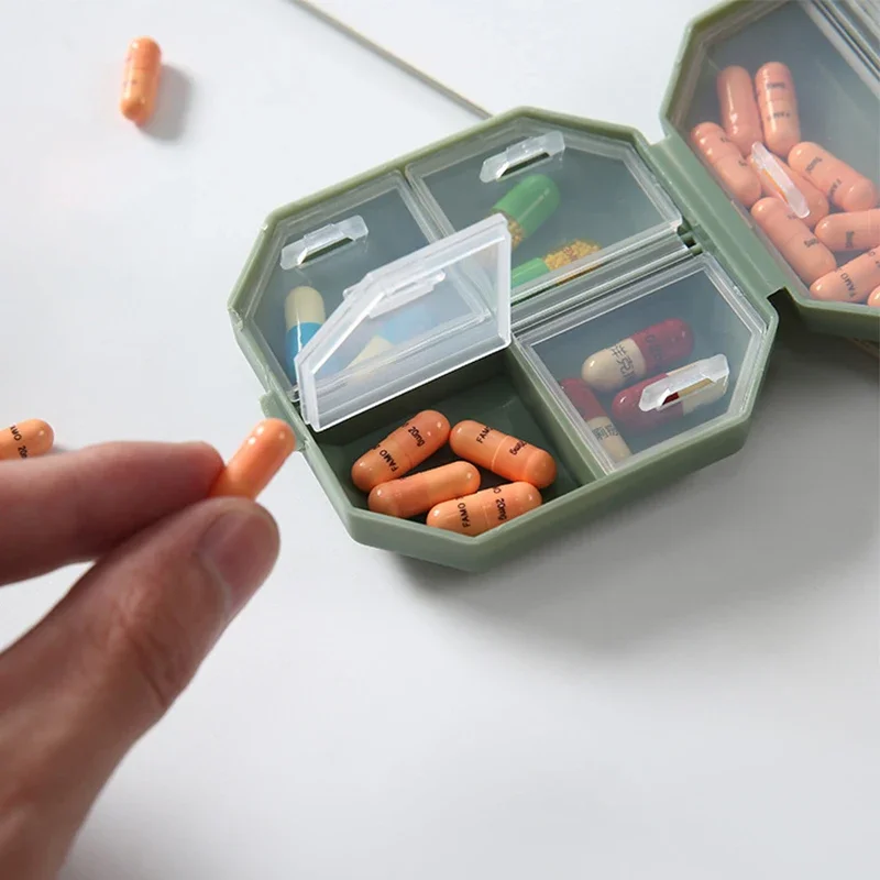 Portable Pill Box 6 Grids Tablet Organizer Case Dispenser
