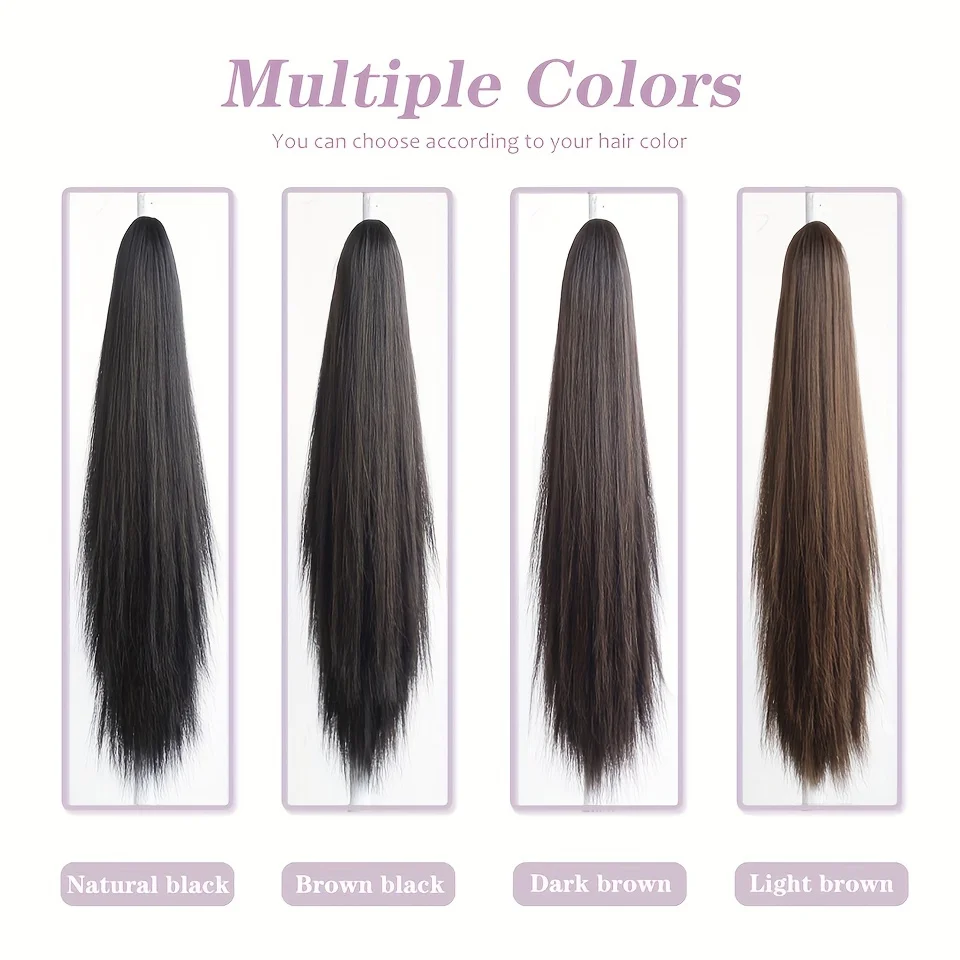 Synthetic Straight Claw Clip On Ponytail Hair Extensions