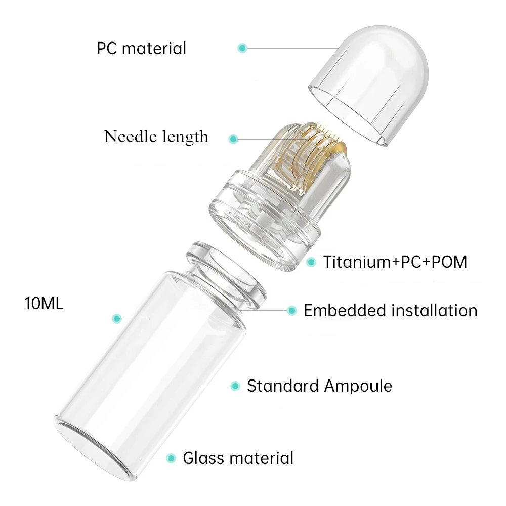 64Pins Roller Titanium Gold Tips Needle Serum Applicator Sterile Disposable Packaged Reusable Bottle No Liquid derma roller