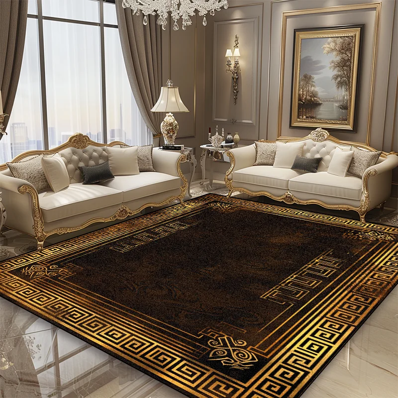 Modern Luxury Golden Border Carpet for Living Room Decoration Bedroom Bedside Large Area Rugs Bathroom Cloakroom Non-slip Mat 2