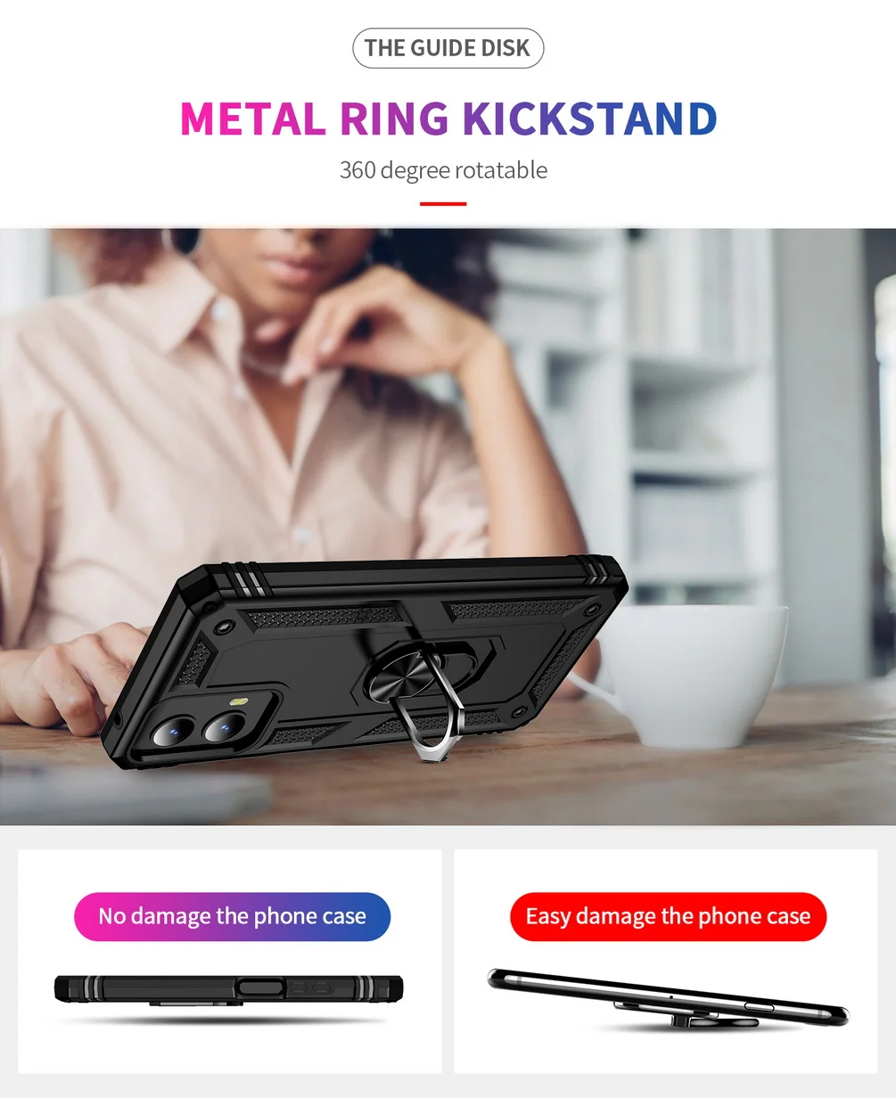 Enhanced Shockproof Armor Case with Metal Ring Holder