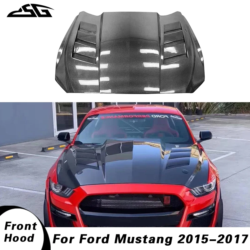 

Передний бампер из углеродного волокна, капот двигателя, крышка вентиляционной решетки для Ford Mustang 2015-2017, стиль AC