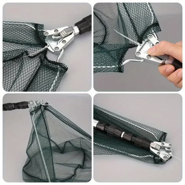 Extendable 55-112cm Handle Portable Retractable Folding Fishing Brail Net Telescopic Fishing Landing Scoop Net for Freshwater 2