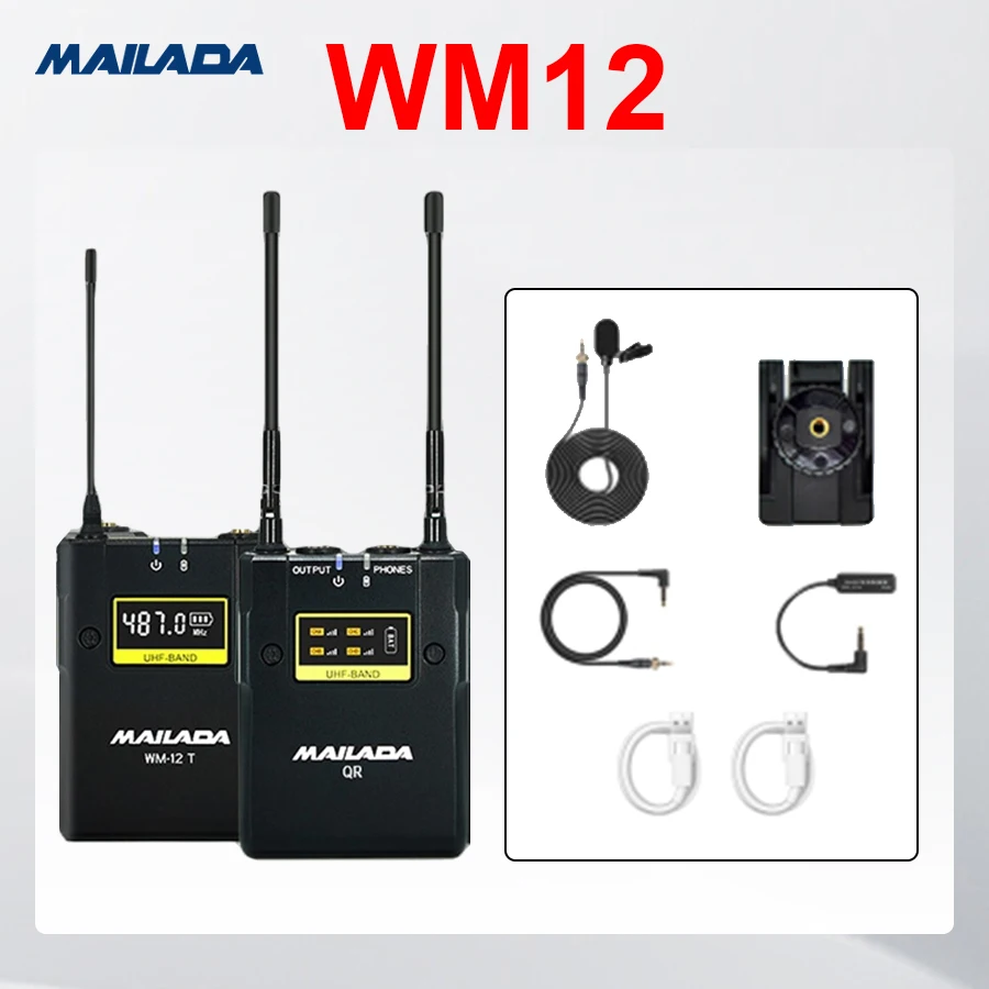 MAILADA wm-12 T ワイヤレス マイク　UHF 伝送マイク Mailada WM12 professional wireless lavalier microphone UHF 50m