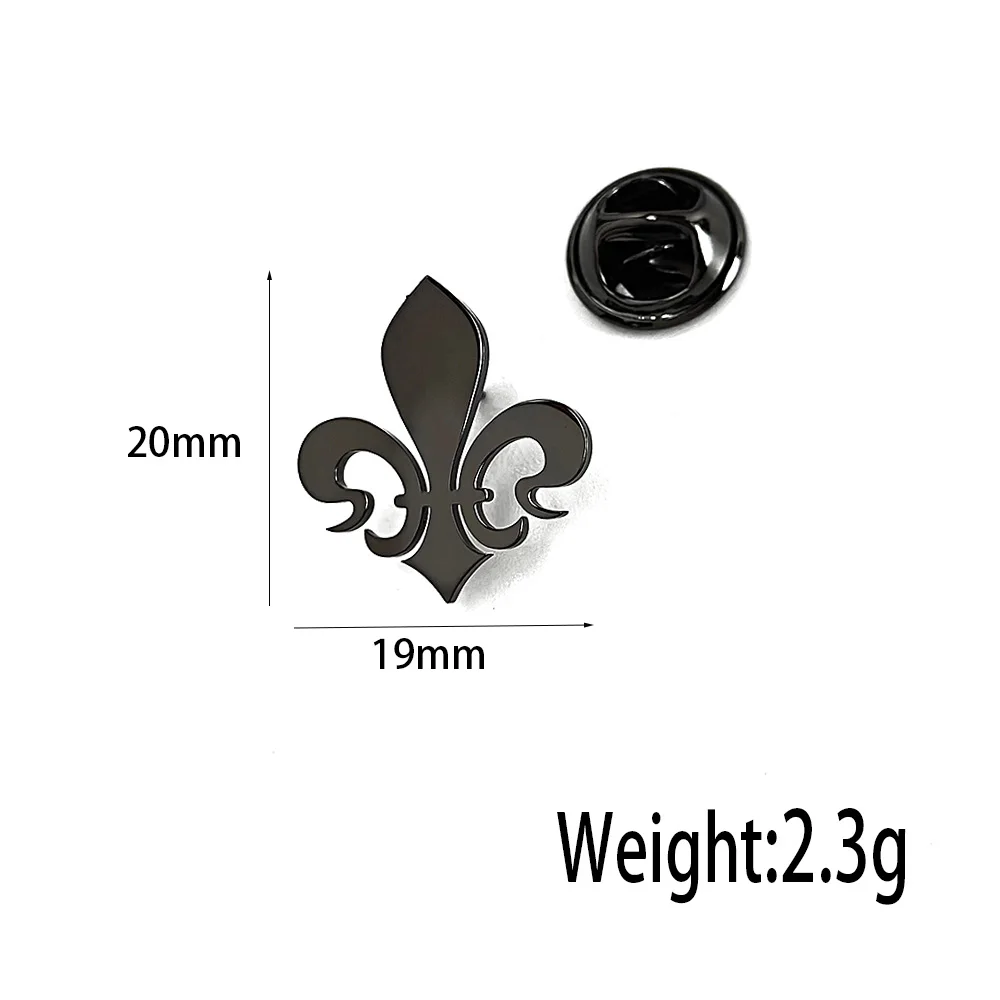 Stainless Steel 18K Fleur-de-lis Brooch Lapel Pin Men's Wedding Party Badge