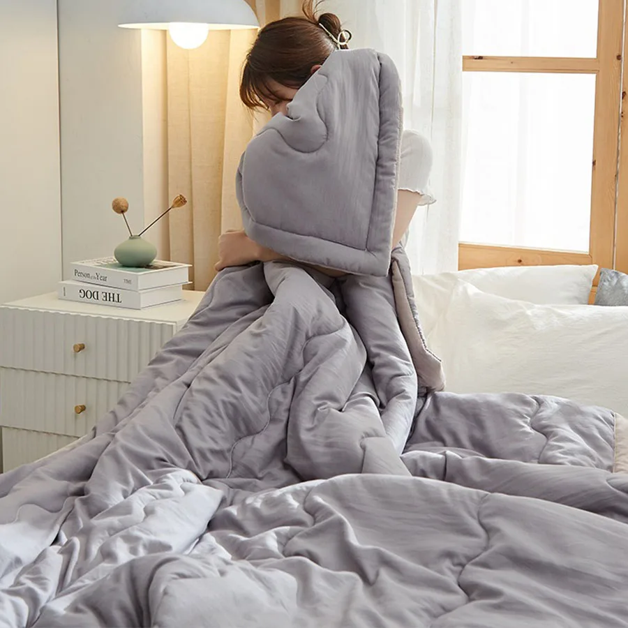 Microfiber summer double-sided cooling blanket washable quilt fluffy breathable single and double light cover blanket
