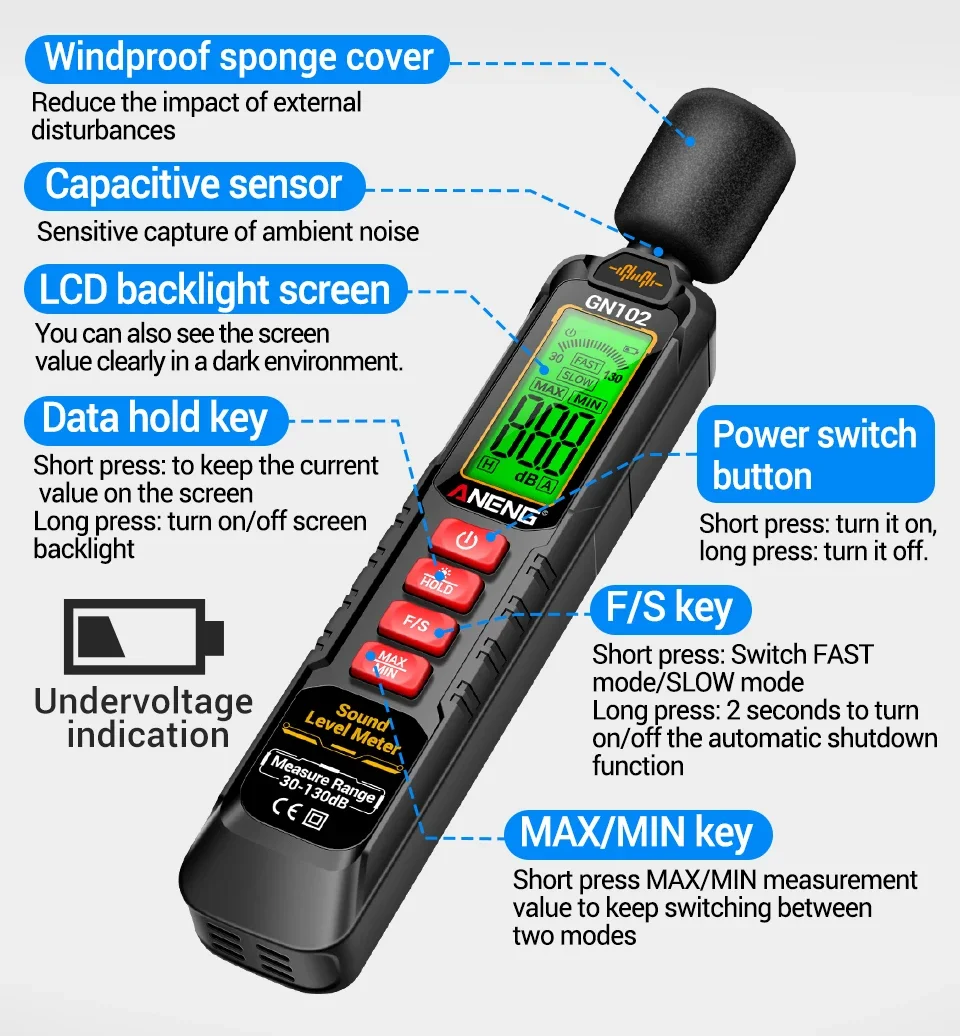 Fonometro digitale portatile misuratore di decibel_voghion.com