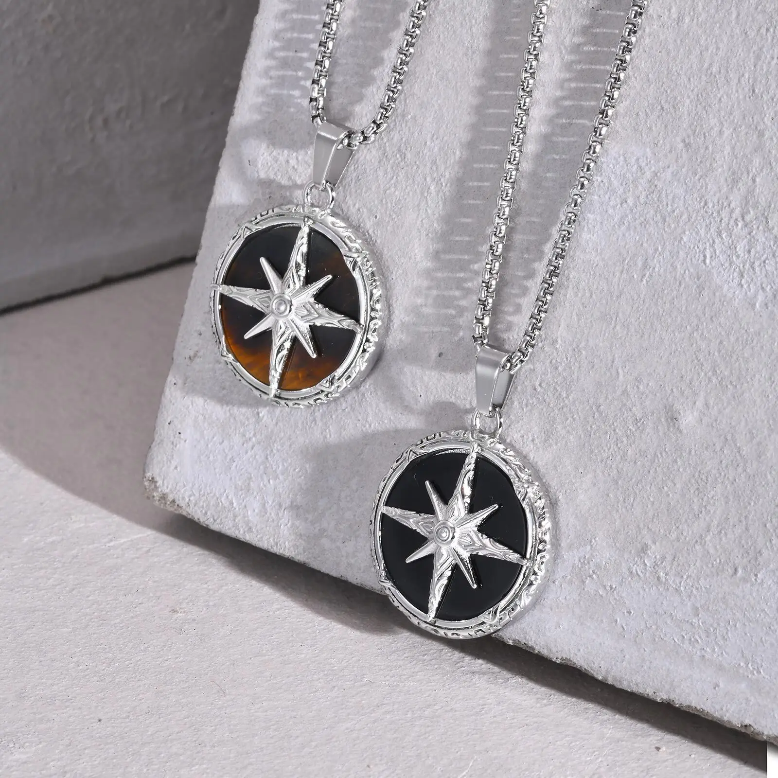 Edelstahl Schmuck Mode Kompass Charm Halskette für Männer Ketten Papa Freund Geburtstag Valentinstag Geschenk – Detail 3