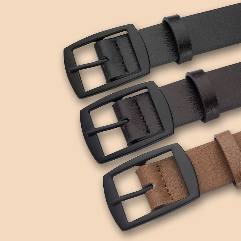 2pcs New Men's Metal Buckle Belt, A Simple And Stylish Decorative Belt, Paired With Jeans, Is The Best Choice For Gift Giving