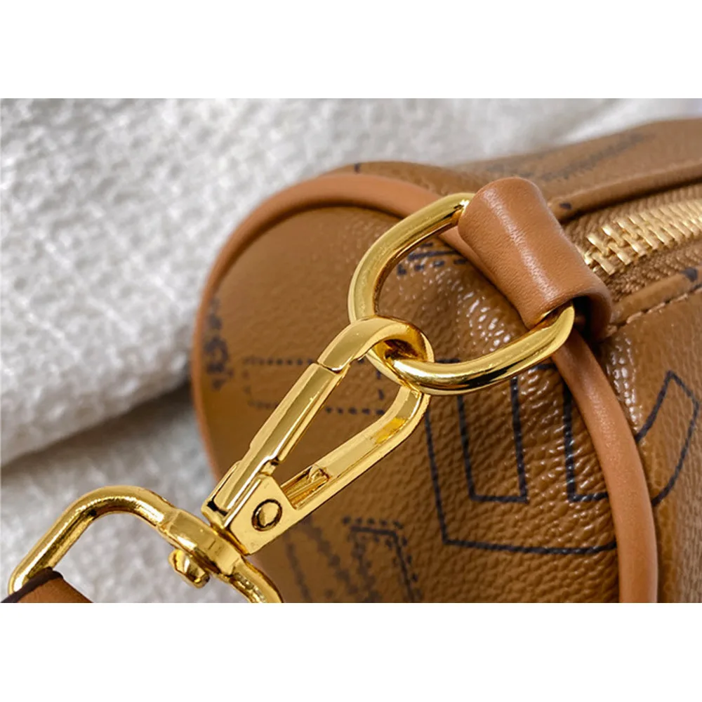 Sac cylindrique tendance pour femmes 2024, nouvelle version coréenne de la mode, sac à bandoulière simple en PU à texture élégante pour femmes_voghion.com