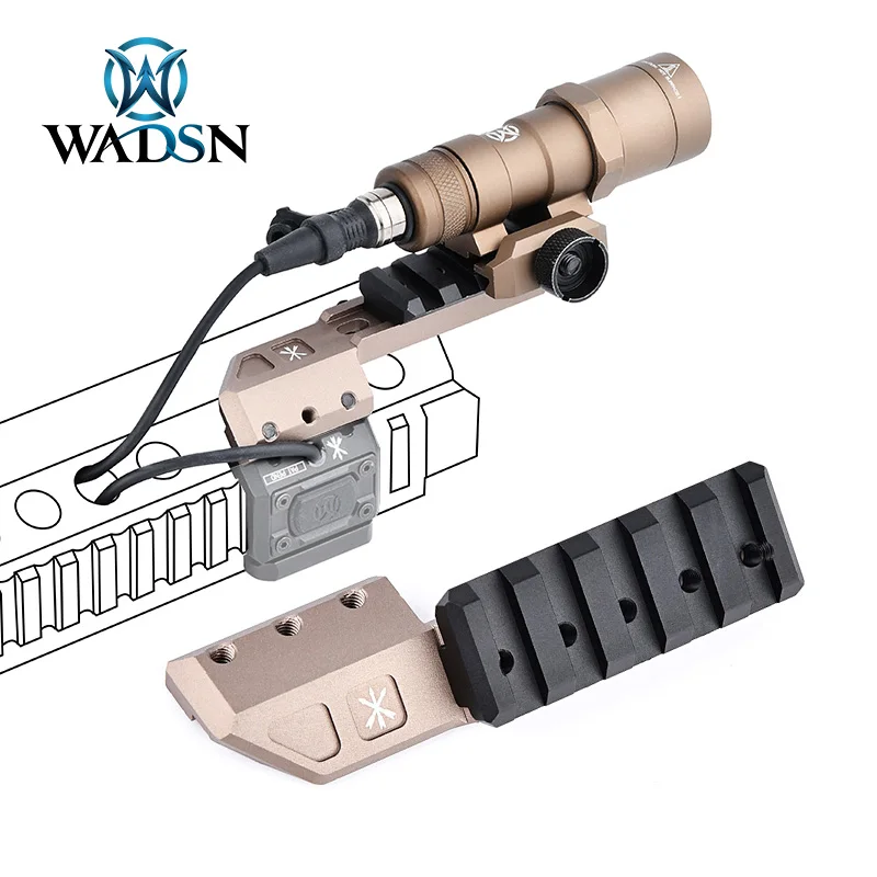 WADSN surefir Weaponlight Mount M300 M600 Flashlight Offset Mount Fit 20mm Picatinny Rail Metal Rail Accessories